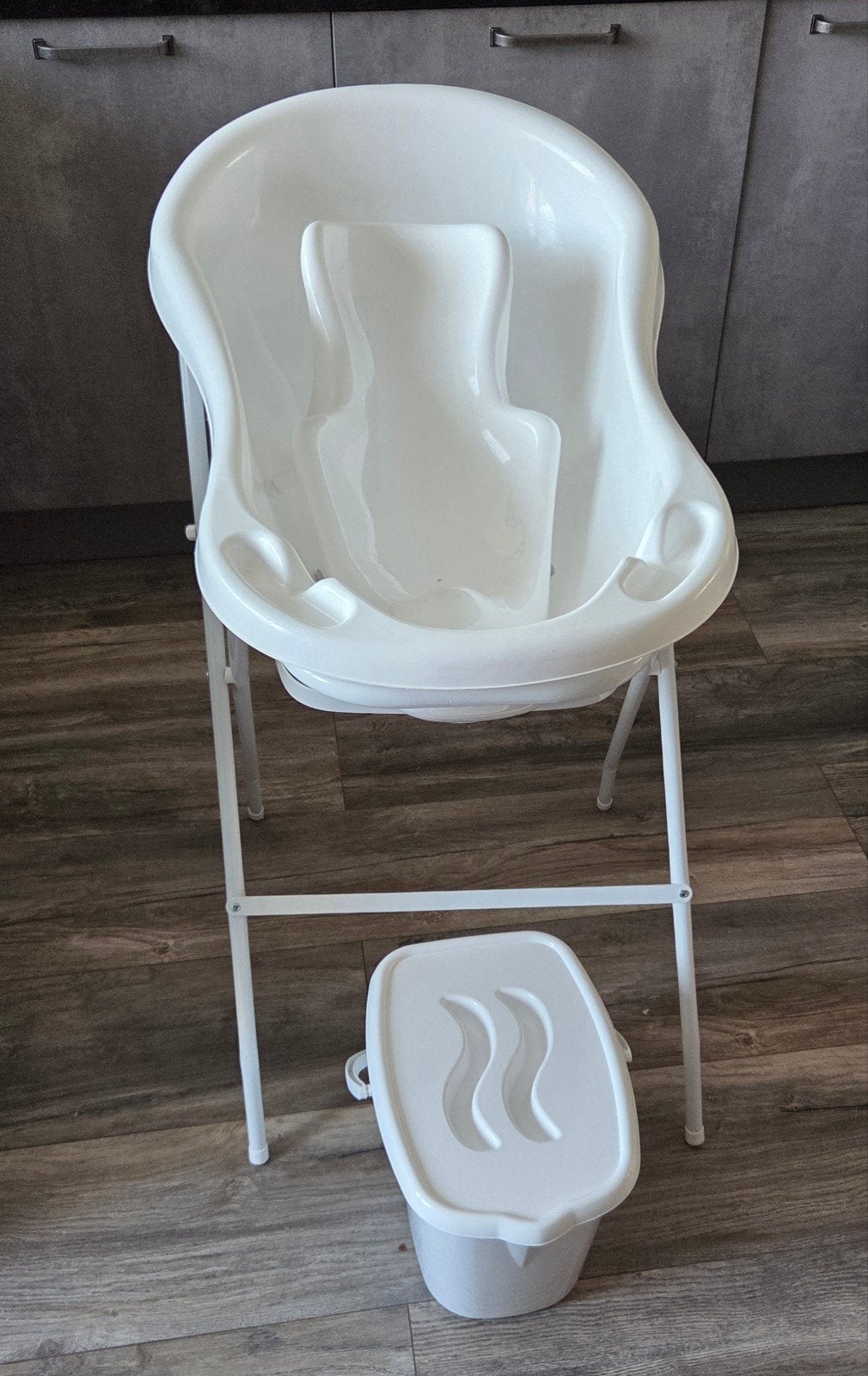 baby badje + zitje en standaard, Gebruikt, Badje, Standaard, Ophalen