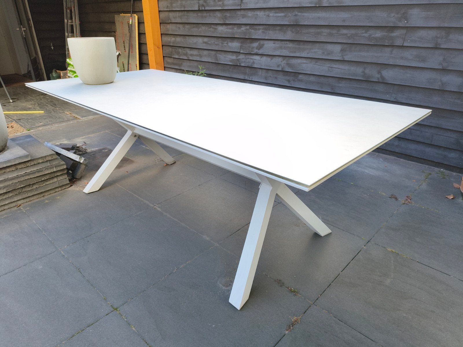 Tuintafel Bellagio 220x100x75cm Matt White, Tuin en Terras, Ophalen, Gebruikt, Rechthoekig, Aluminium