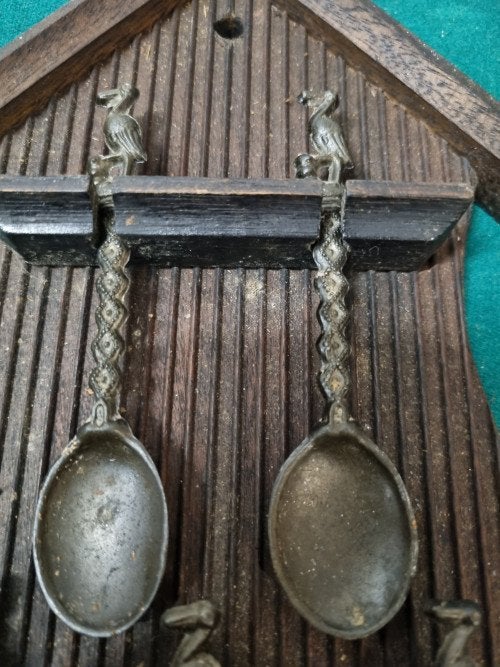 lepelrek met 5 lepels ooievaars vintage, Ophalen of Verzenden