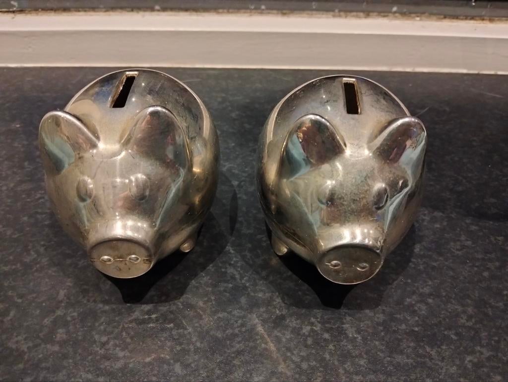Spaarvarken, spaarpot varken, 2 stuks, Ophalen