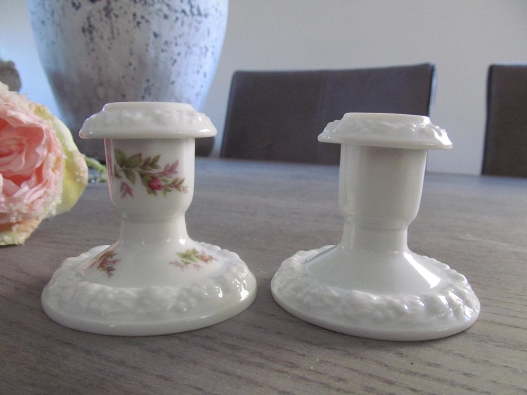 2 Rosenthal Maria Weiss / Roses Kandelaars, Overige merken, Overige typen, Ophalen of Verzenden, Zo goed als nieuw