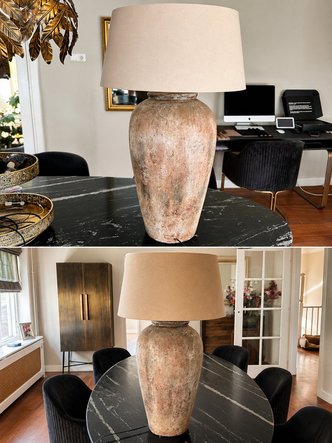 Grote zware tafellamp met kap, 83 cm hoog, Huis en Inrichting, Lampen | Tafellampen, Ophalen, Gebruikt, Sfeerlamp, Met kap