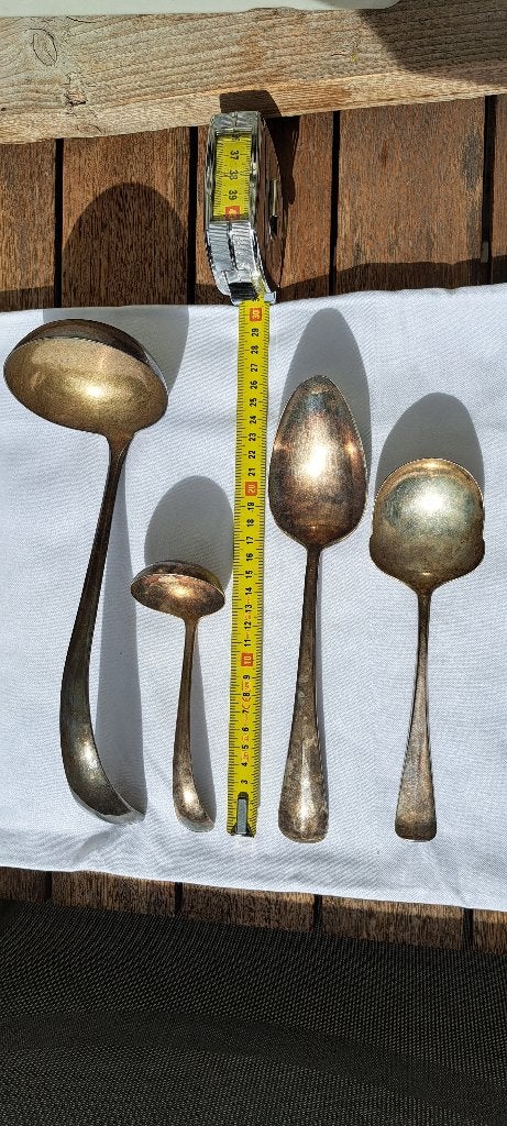 4-delige set verzilverde dienlepels, model 657, Antiek en Kunst, Ophalen of Verzenden