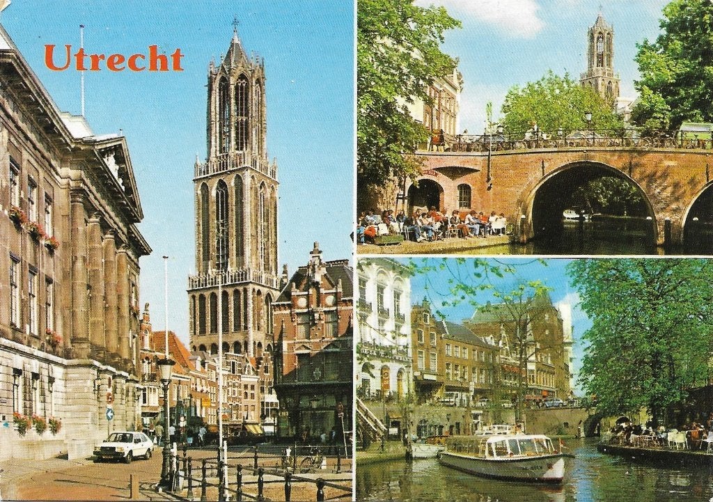 Ansichtkaart  Utrecht	3-luik	Oudegracht Dom toren / ....., Verzenden, 1980 tot heden, Gelopen, Utrecht