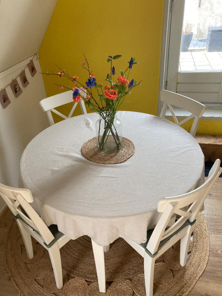 Eettafel met stoelen, Huis en Inrichting, Complete eetkamers, Gebruikt, 4 tot 6 stoelen, Ophalen