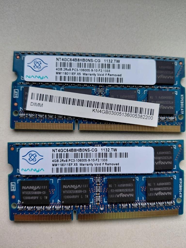 Laptop Geheugen 2 x 4 gb en 2 x 1GB en 3 x 2 GB, Computers en Software, RAM geheugen, Gebruikt, 8 GB, DDR3, Ophalen of Verzenden