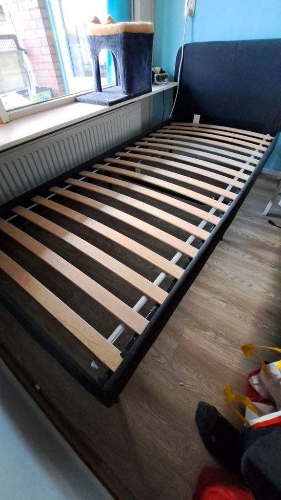 Grijs eenpersoonsbed Ikea Slattum 90 x 200, Ophalen, Overige materialen, 90 cm, Eenpersoons