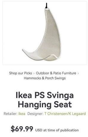 MOET WEG Ikea PS Svinga hangstoel schommelstoel, Ophalen, Zo goed als nieuw
