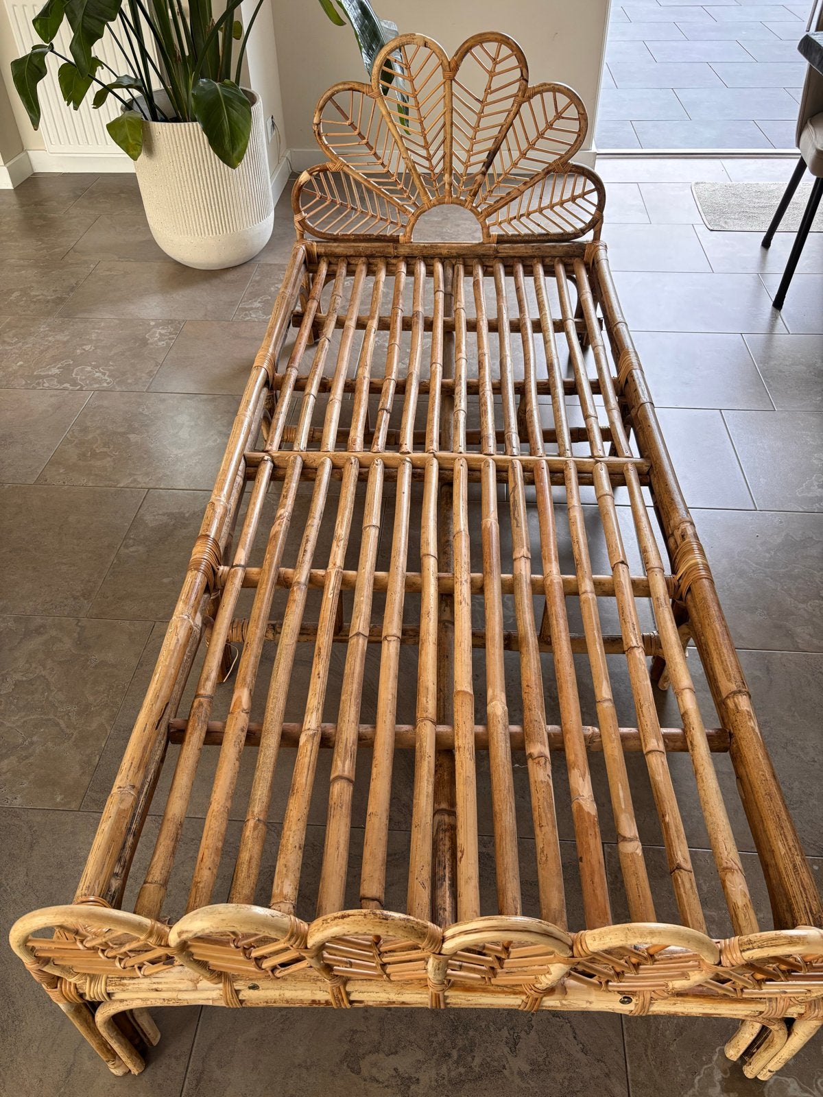 Vintage Bamboo/Rotan bed, Eenpersoons, Ophalen of Verzenden, Zo goed als nieuw, 80 cm