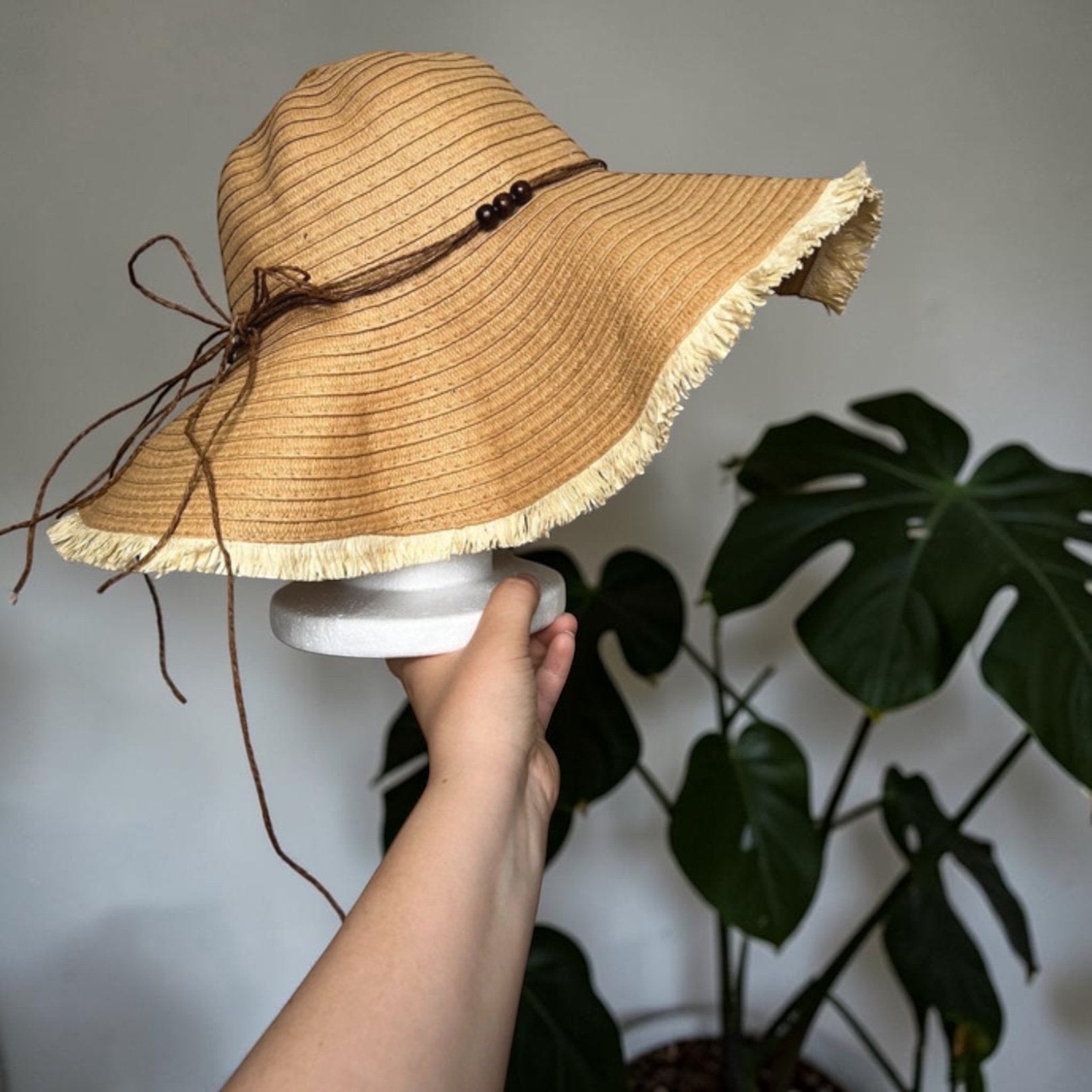 Merkloos Hoed Universele Maat Beige Bruin Papier Zomer Boho, Kleding | Dames, Hoeden en Petten, O, G, Verzenden, Hoed