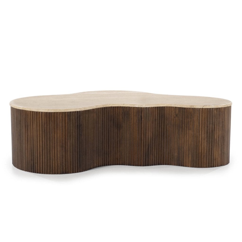 Foto 4 van Eleonora salontafel Mari, travertin & mangohout, 129 cm