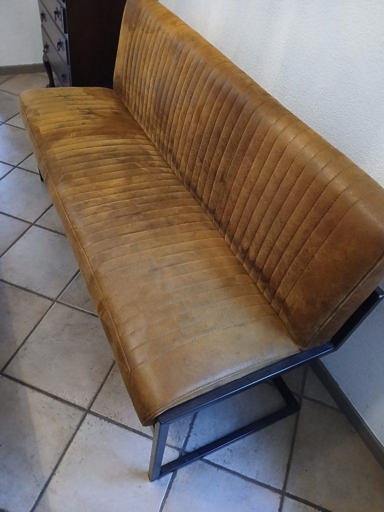 Bank Hopkins Medium 156cm Cognac bruin leer suede, Huis en Inrichting, Ophalen, Gebruikt, Minder dan 75 cm, 150 tot 200 cm
