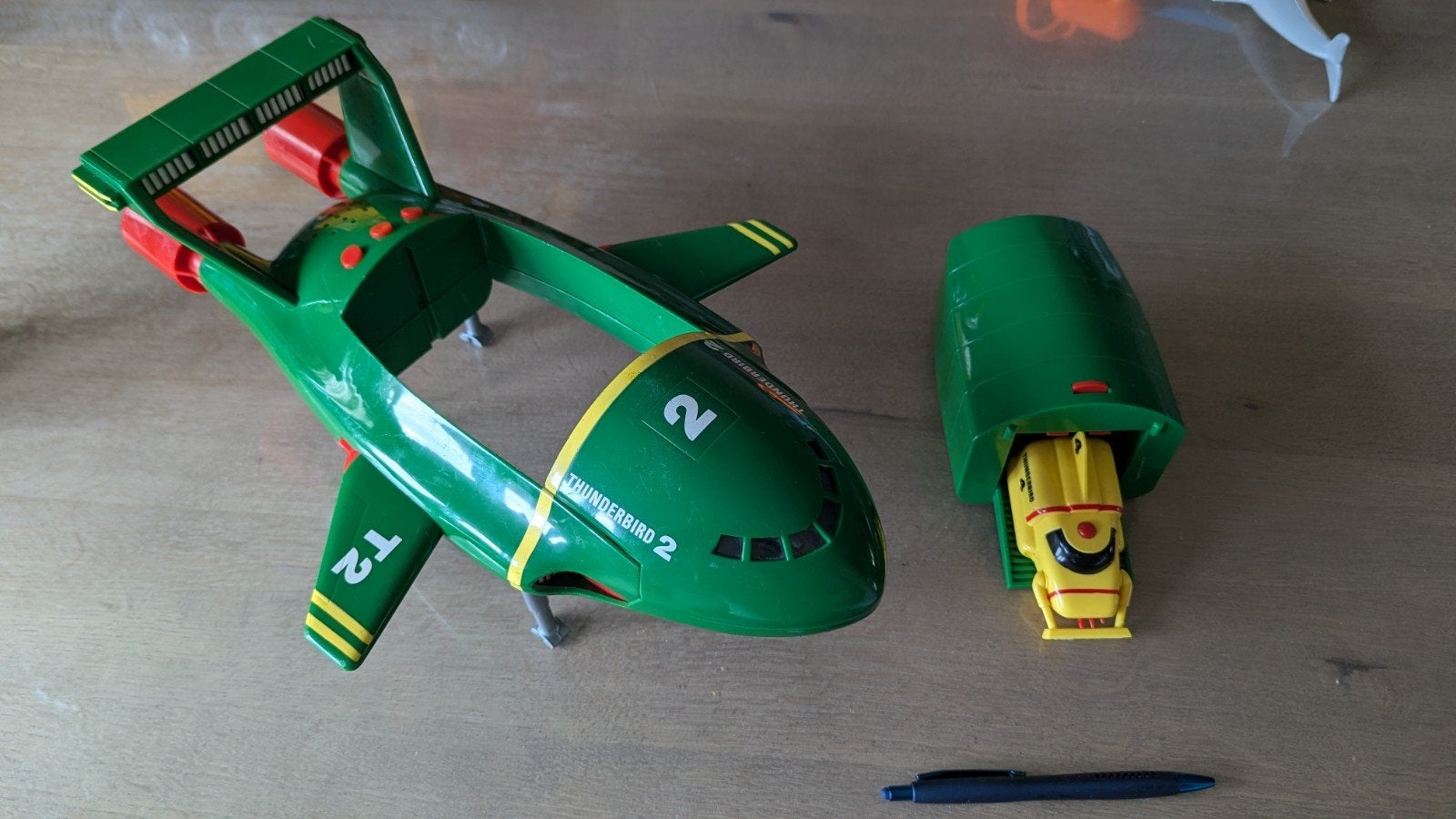 Thunderbird 2 & 4 Super Size met container en geluid, Ophalen of Verzenden, Gebruikt