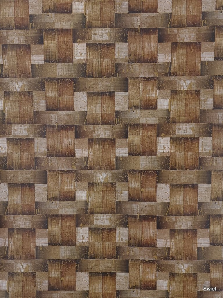 5735 Vinyl behang met vlechtwerk in bruin en caramel swiet, Huis en Inrichting, Ophalen of Verzenden, Beige