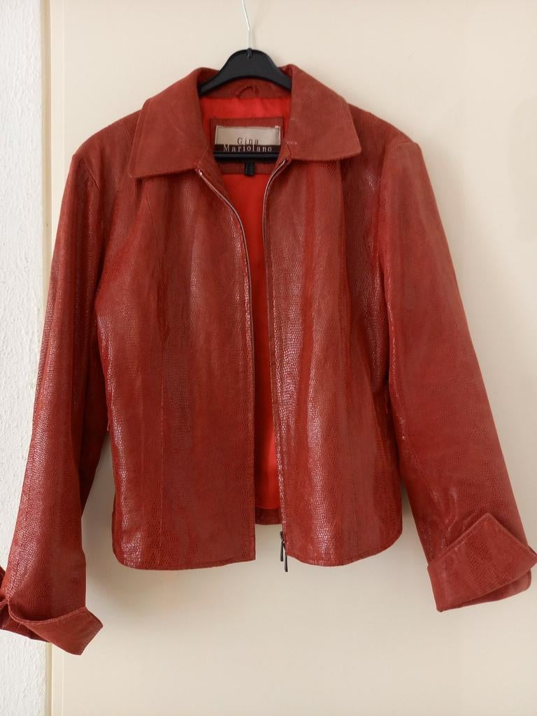 Prachtig rood leren vintage jasje Gina Mariolano van Arma, Maat 38/40 (M), Ophalen of Verzenden, Zo goed als nieuw, Jasje