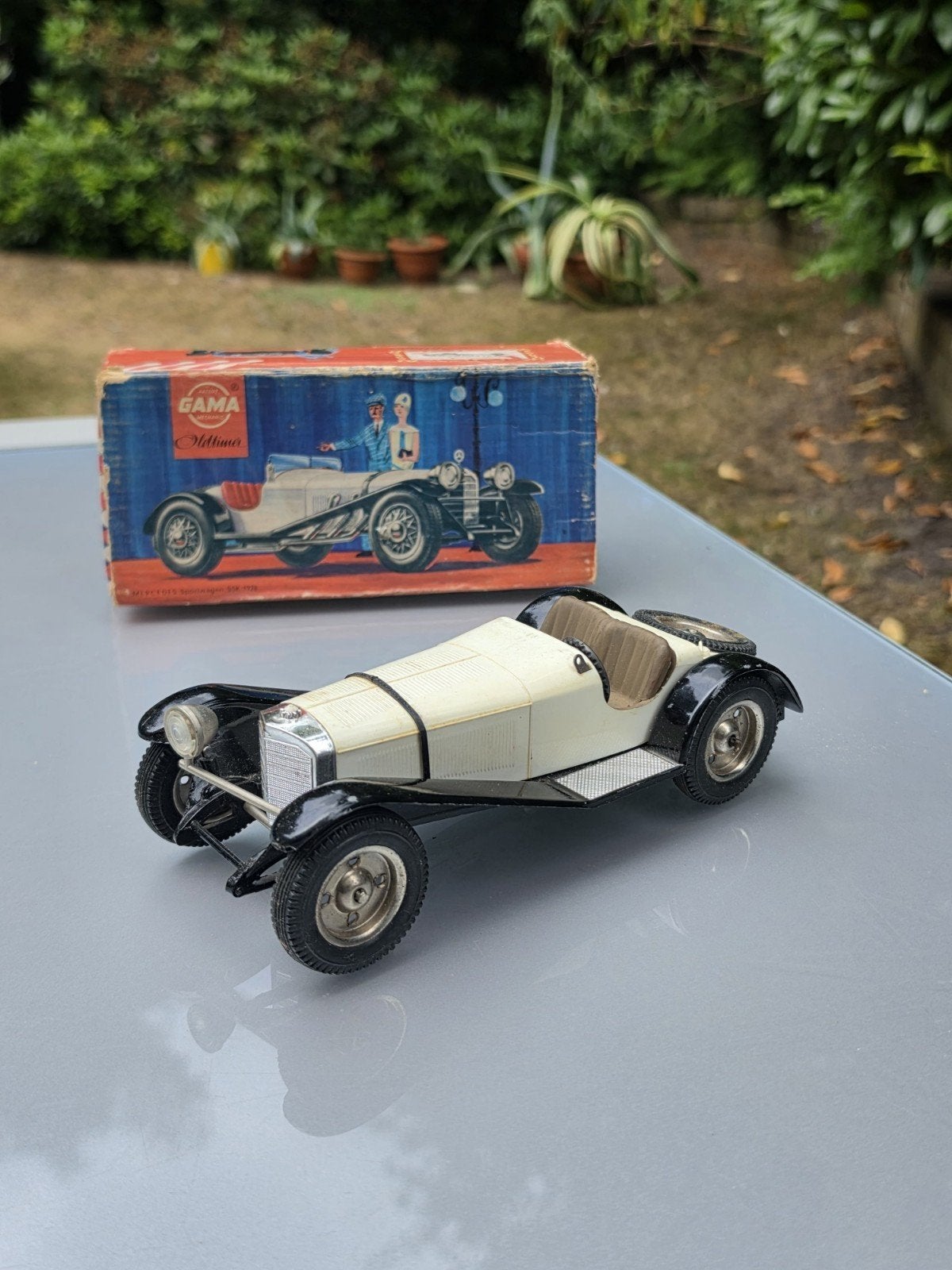 Oude blikken speelgoed Gama Mercedes SSK 1928 modelauto 1:21, Antiek en Kunst, Antiek | Speelgoed, Ophalen of Verzenden