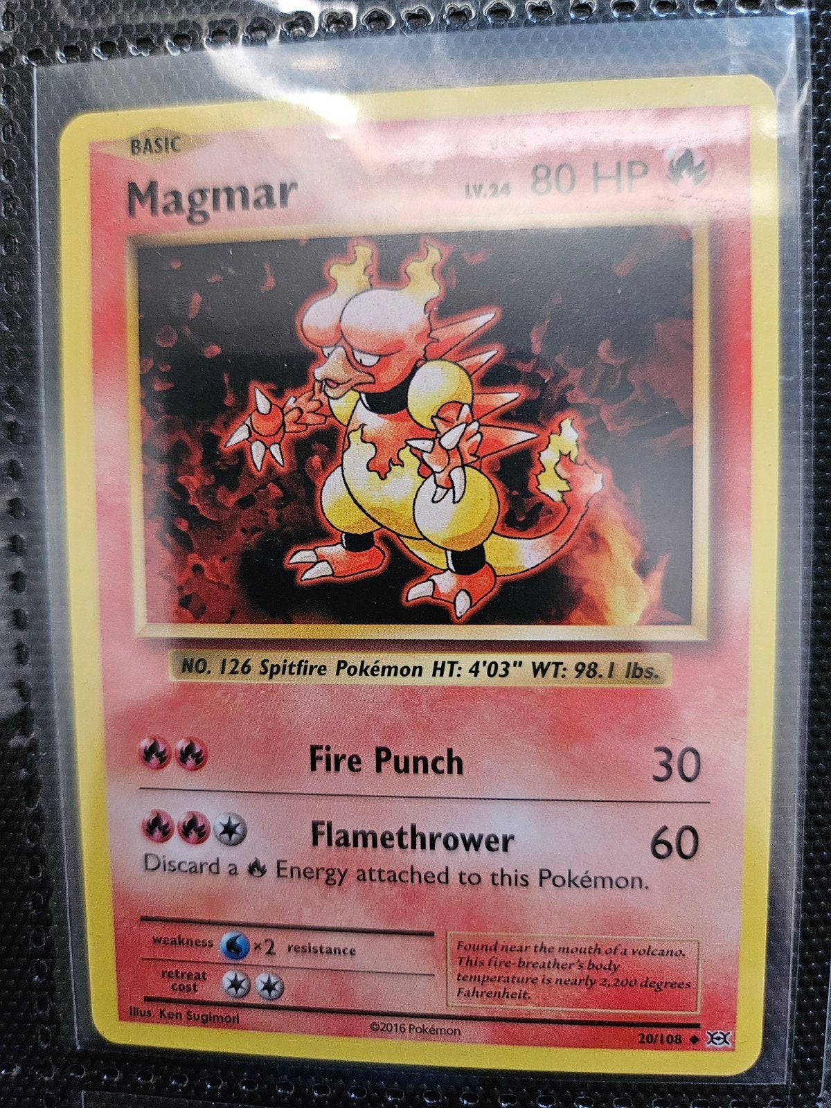 Pokemon Magmar 20/108 Evolutions, Ophalen of Verzenden, Zo goed als nieuw, Losse kaart, Foil