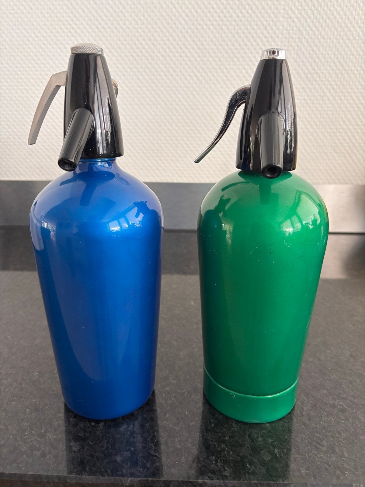 Vintage Sparklets Syphon sodafles - blauw & groen, set., Ophalen of Verzenden