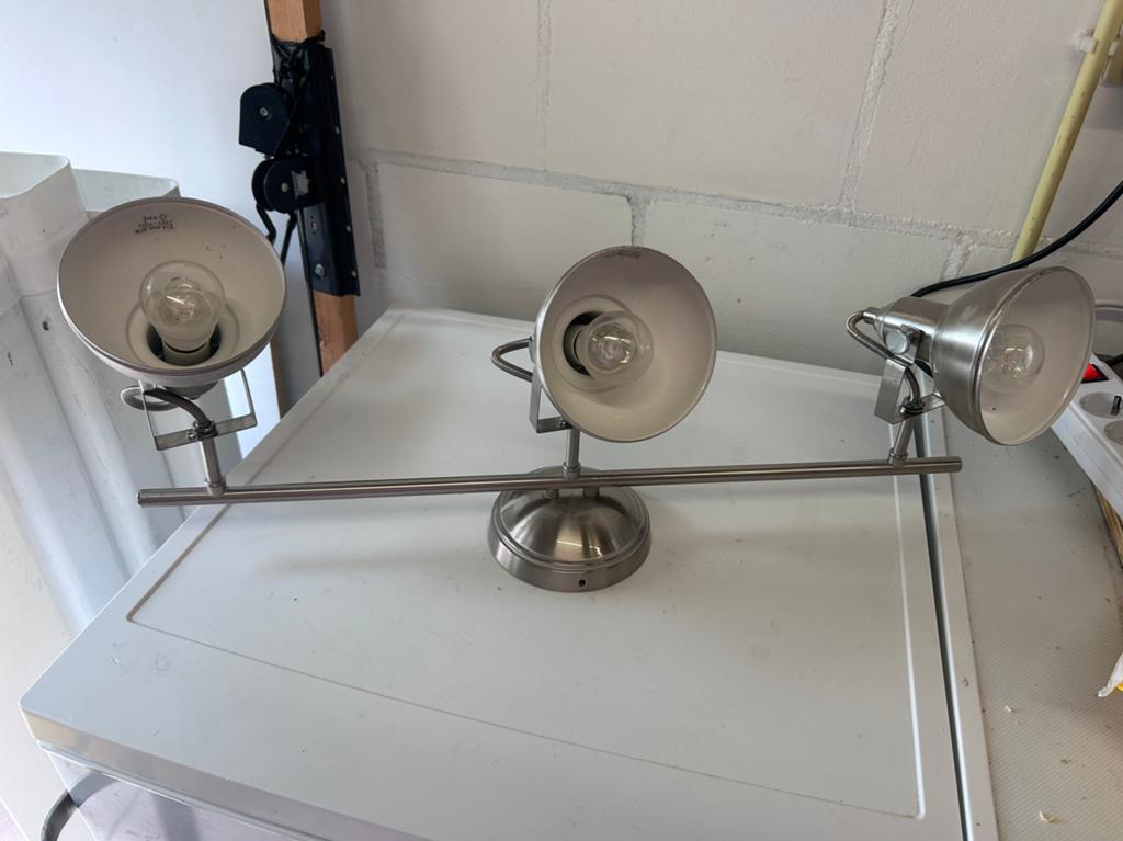 Industriële plafondlamp met 3 spots, Ophalen, Zo goed als nieuw, Metaal of Aluminium