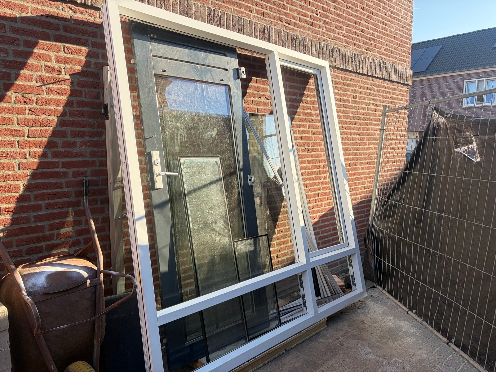 Kuntstof kozijn met glas en raam HR++, Ophalen, Gevelraam of Ruit, Gebruikt, 160 cm of meer