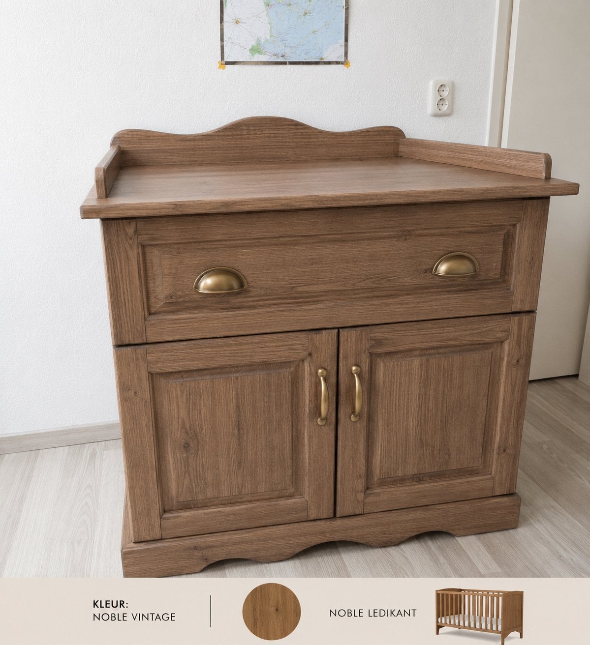 Grenen vintage brocante commode met opstaande rand, Ophalen, Gebruikt, 50 tot 70 cm, 75 tot 100 cm