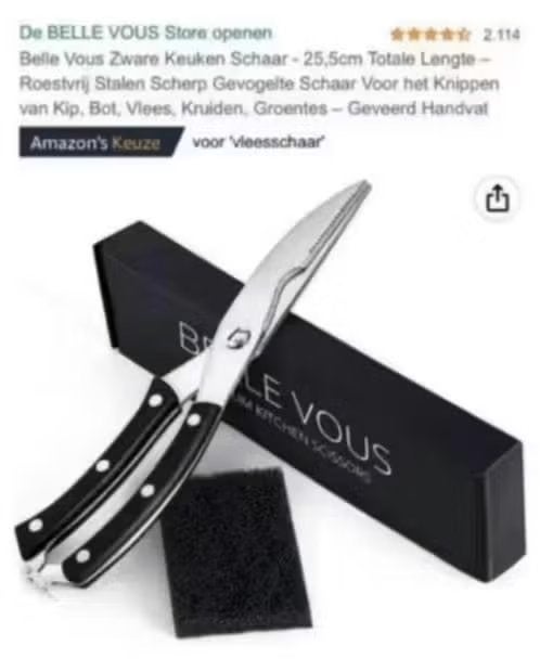 NIEUW! Belle Vous vleesschaar roestvrijstaal 25,5cm €4,99, Ophalen of Verzenden, Nieuw