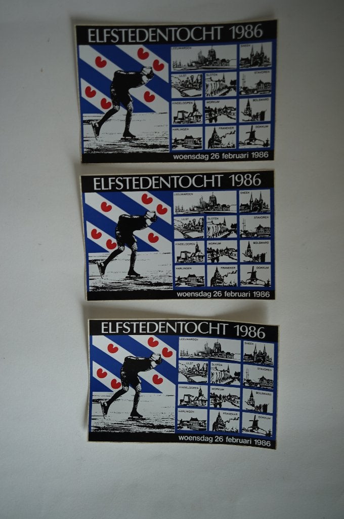 vintage Sticker elfstedentocht 26 februari 1986, Verzamelen, Ophalen of Verzenden, Zo goed als nieuw, Sport