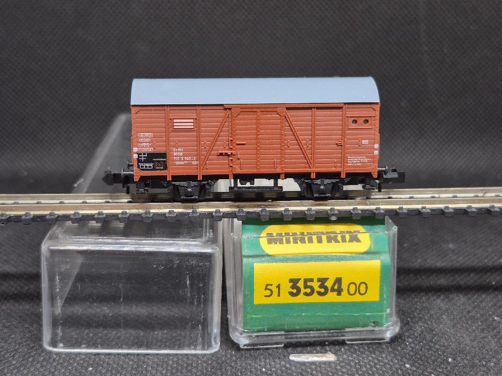 Minitrix 3534 - gedekte goederenwagen Gklm193 (15292), Gebruikt, Gelijkstroom, Trix, Wagon