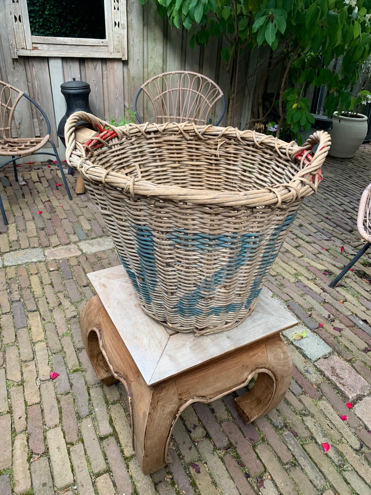 Brocante bollenmand, hoogte 45cm, Ophalen, Gebruikt, Mand, Rond