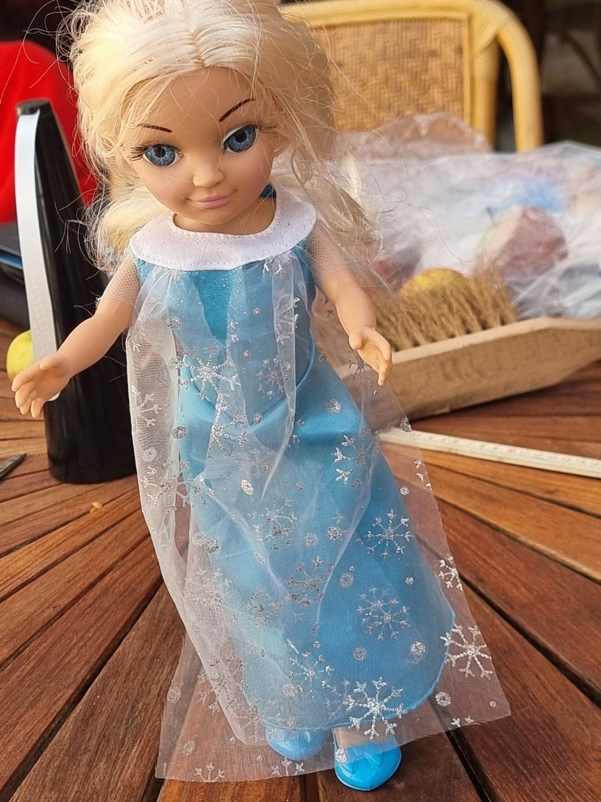 Elsa pop Frozen met blauwe jurk en schoenen, Kinderen en Baby's, Ophalen of Verzenden
