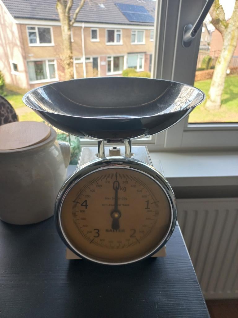 Leuke bruikbare oude weegschaal,Salter, losse schaal, Antiek en Kunst, Curiosa en Brocante, Ophalen of Verzenden