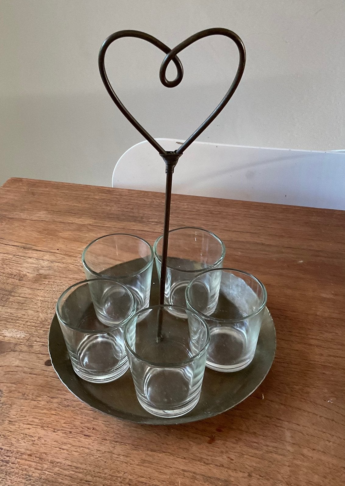 Koperen dienblaadje met glaasjes, Ophalen of Verzenden, Zo goed als nieuw
