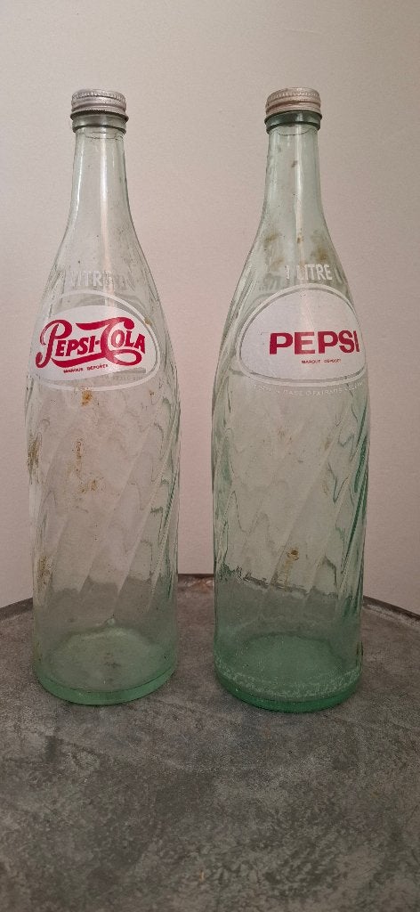 2 originele Pepsi Cola flessen, Ophalen, Gebruikt, Verpakking