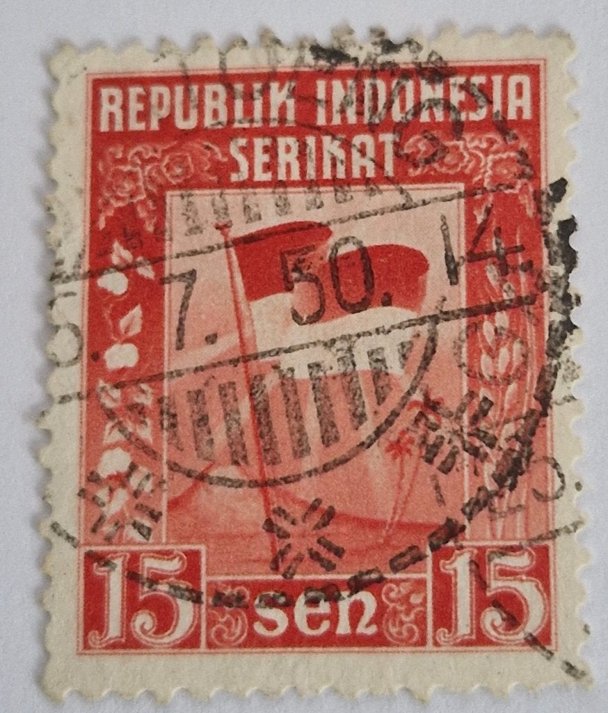 Indonesië 1949 - ZBL 39 - Vlag, groot formaat, Ophalen of Verzenden, Gestempeld, Zuidoost-Azië