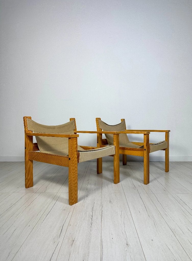 2x Erik Wørts IKEA grenen fauteuils canvas vintage jaren 70, Ophalen of Verzenden, Zo goed als nieuw, Vintage