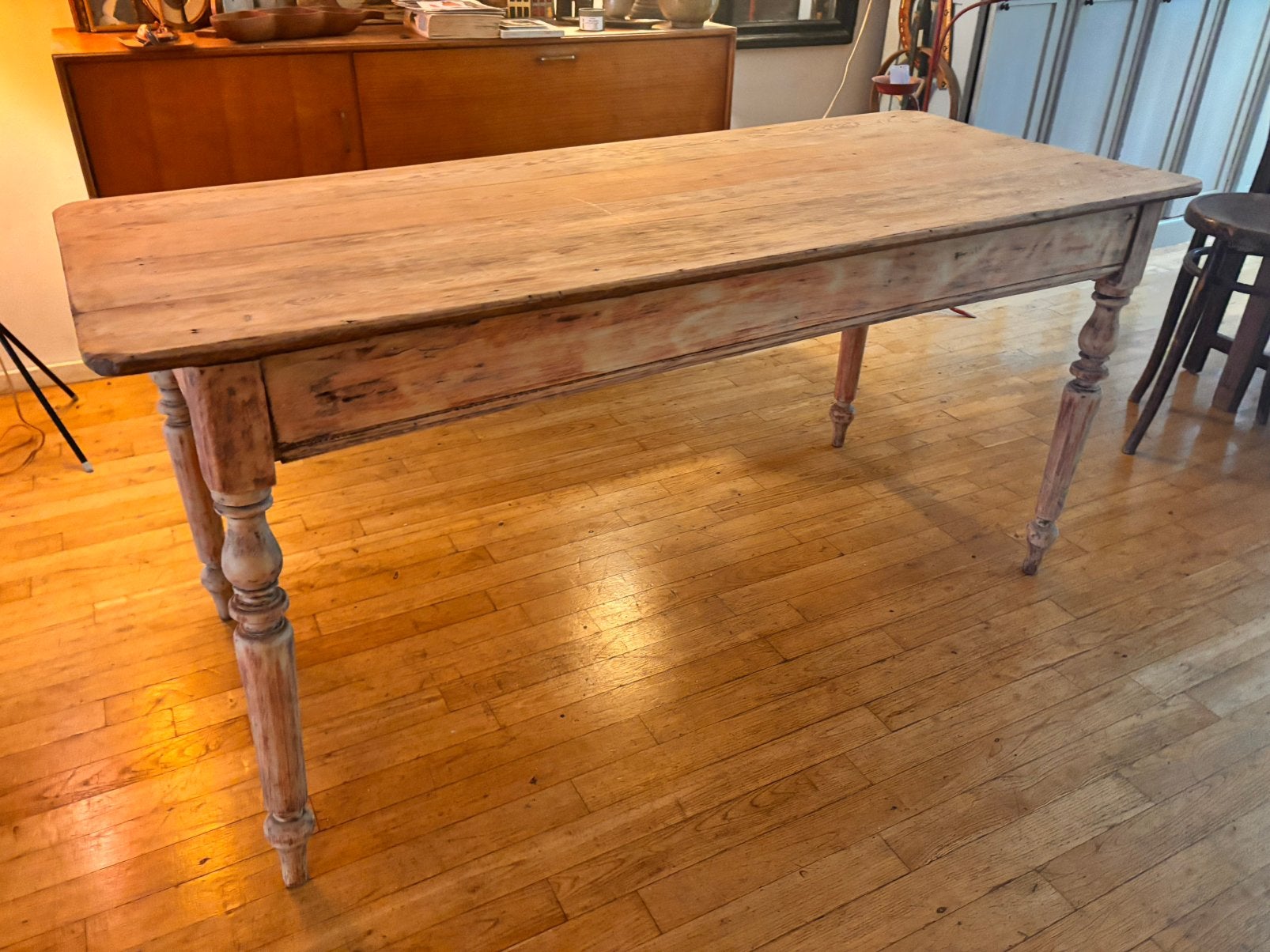 Landelijk vintage tafel, Huis en Inrichting, Ophalen, Zo goed als nieuw, Rechthoekig, 50 tot 100 cm