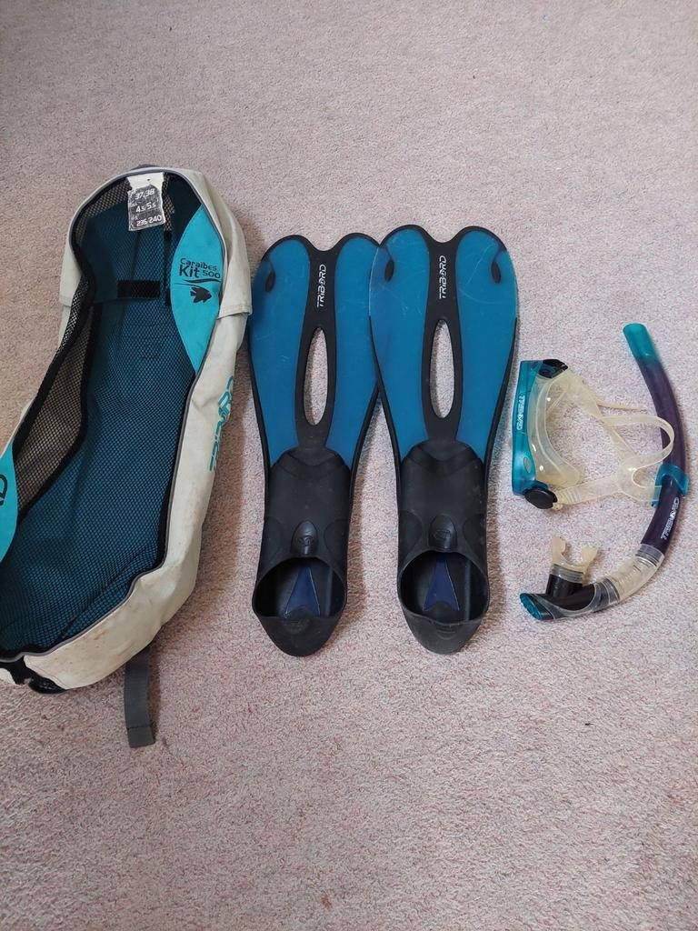 Complete snorkelset Tribord Caraibes Kit 500 - Maat 37/38, Ophalen of Verzenden
