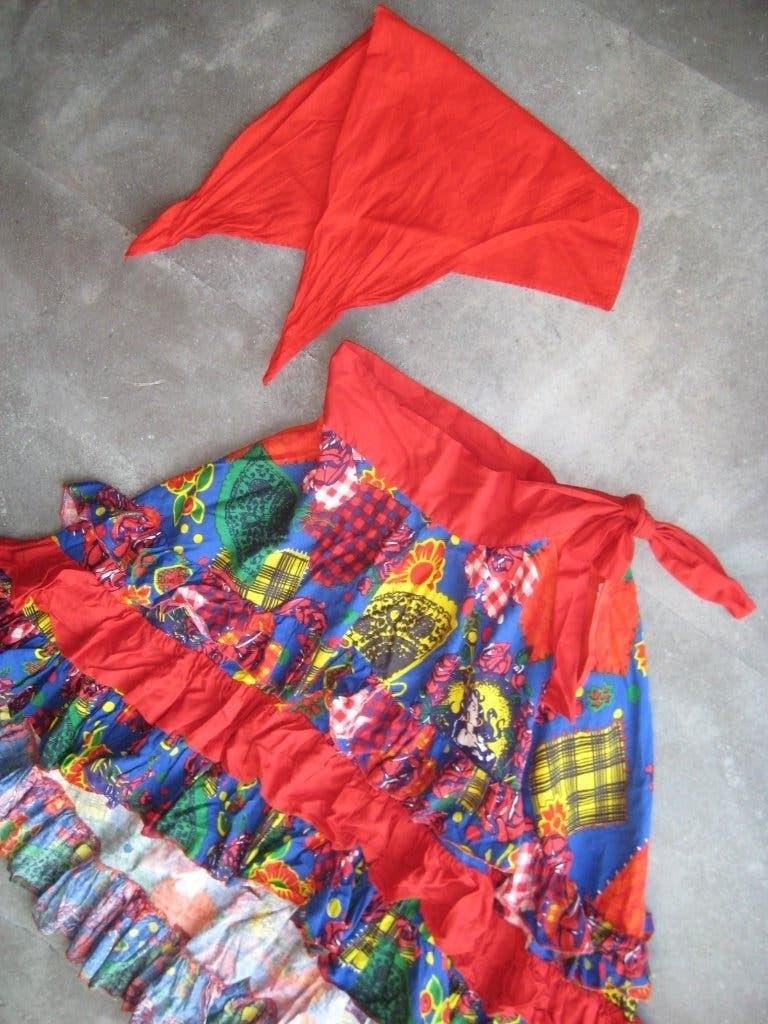 Zigeuner rok met sjaal maat l katoen. Rok met ruches., Kleding | Dames, Carnaval, Maat 46/48 (XL) of groter, Ophalen of Verzenden