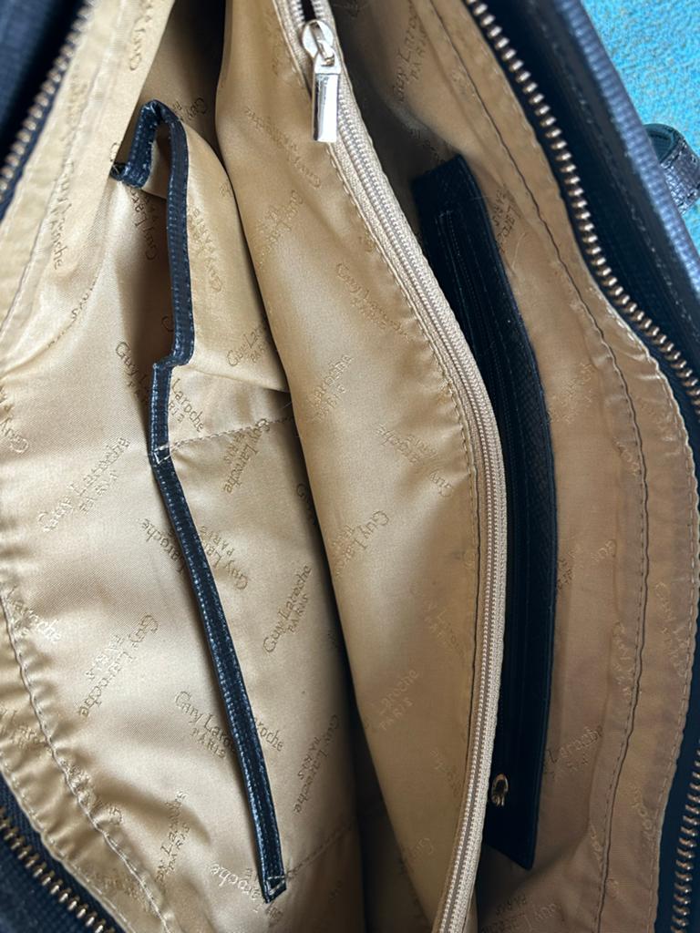 Vintage Guy Laroche handtas - Zwart, wit en bruin, Ophalen of Verzenden, Gebruikt, Zwart, Handtas