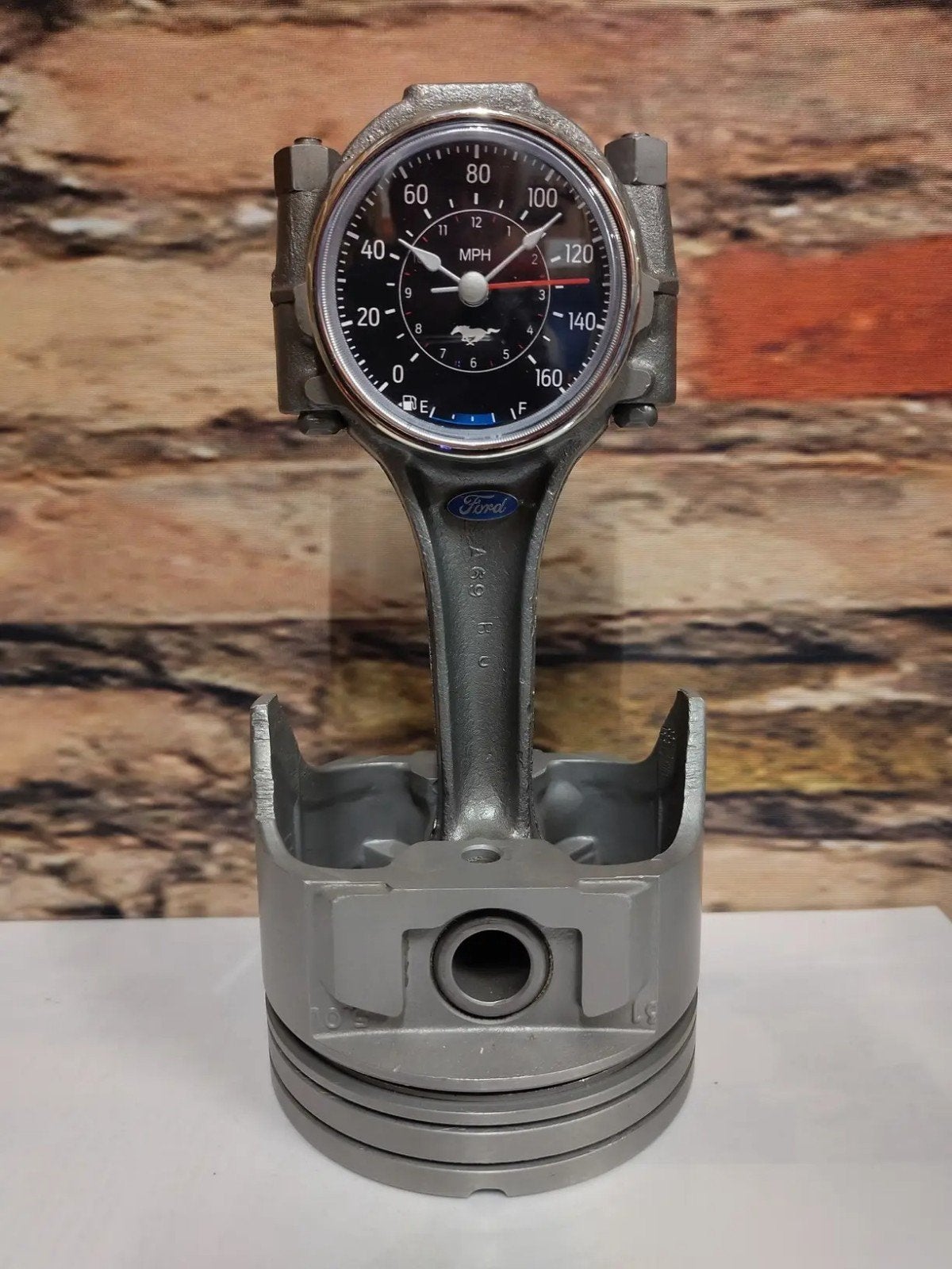 Ford Mustang Piston clock mancave decoratie motor motorblok, Ophalen of Verzenden