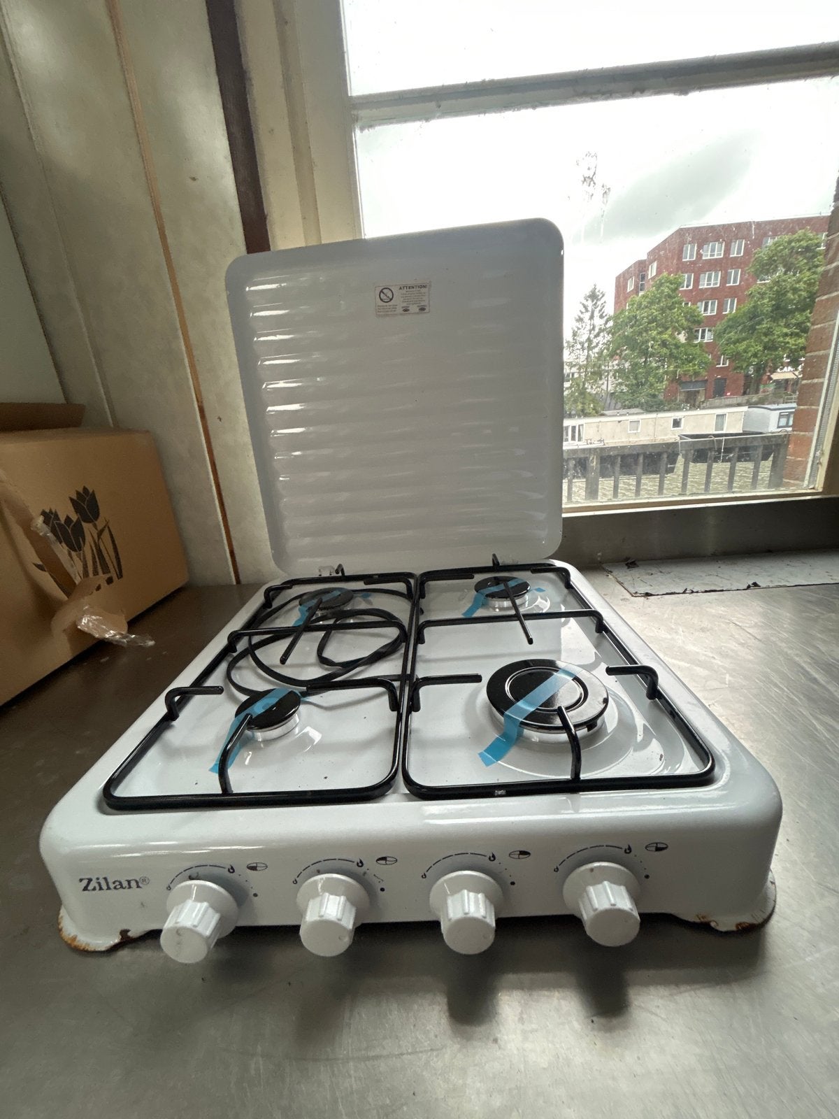 Zilan Gasfornuis 4-pits Vrijstaand - Wit (Demo Model), Gebruikt, Minder dan 85 cm, Gas, 4 kookzones