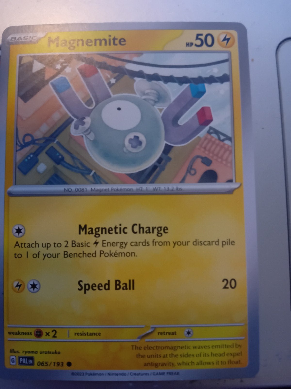 Magnemite Pokémon Kaart 065/193 - Basic HP50, Ophalen of Verzenden, Zo goed als nieuw, Losse kaart, Foil