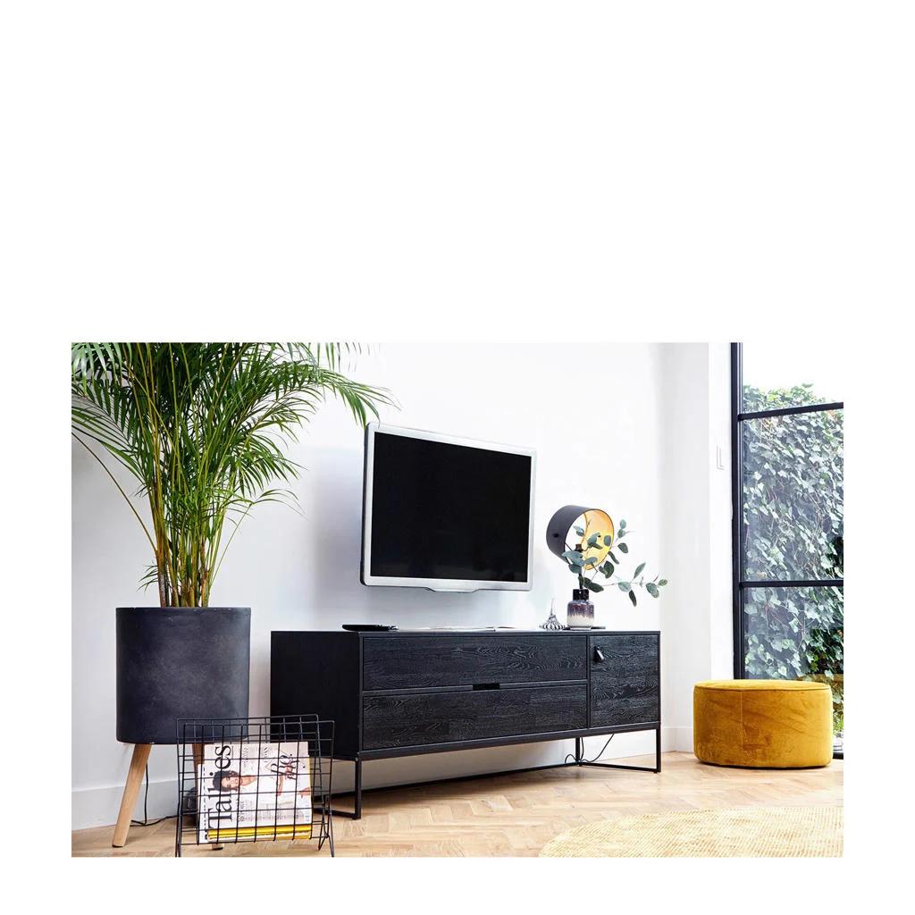 WOOOD Silas TV-meubel Zwart eikenhout, Ophalen, Eikenhout, Zo goed als nieuw, Minder dan 100 cm