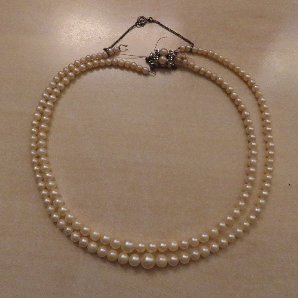 Parelketting gekweekte parels met zilveren slotje, Verzenden, Gebruikt, Wit, Overige materialen