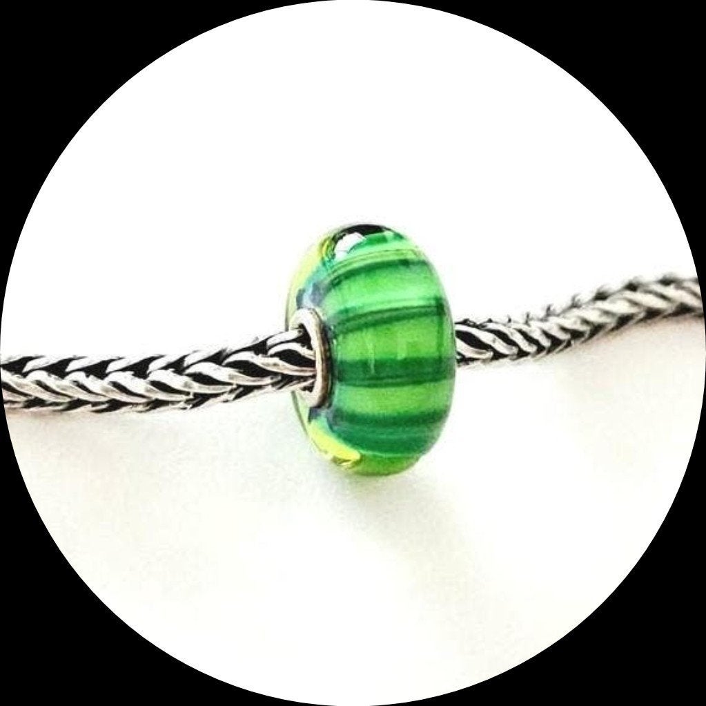 Trollbeads murano Groene Streep 61359, Ophalen of Verzenden, Zo goed als nieuw, Glas of Kristal, Trollbeads