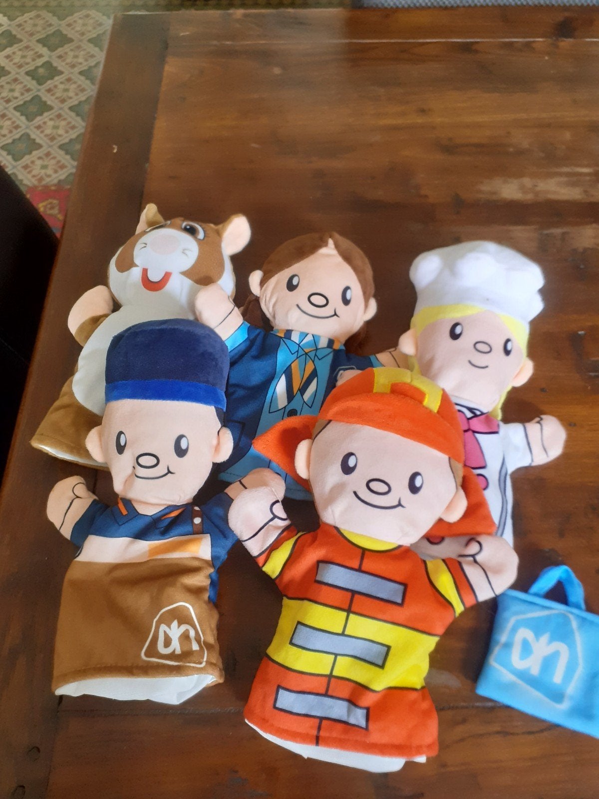 Albert Heijn zachte handpoppen en tasje, Verzamelen, Ophalen of Verzenden, Zo goed als nieuw, Pop