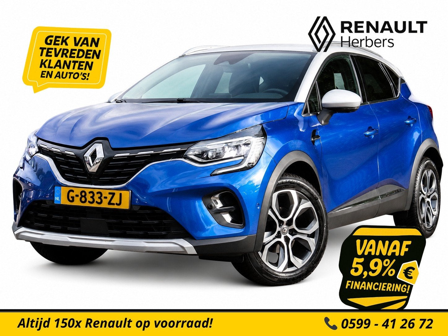Renault Captur 1.3 TCe 130 Edition One EDC AUTOMAAT / 360 CA, Gebruikt, Euro 6, 4 cilinders, Blauw