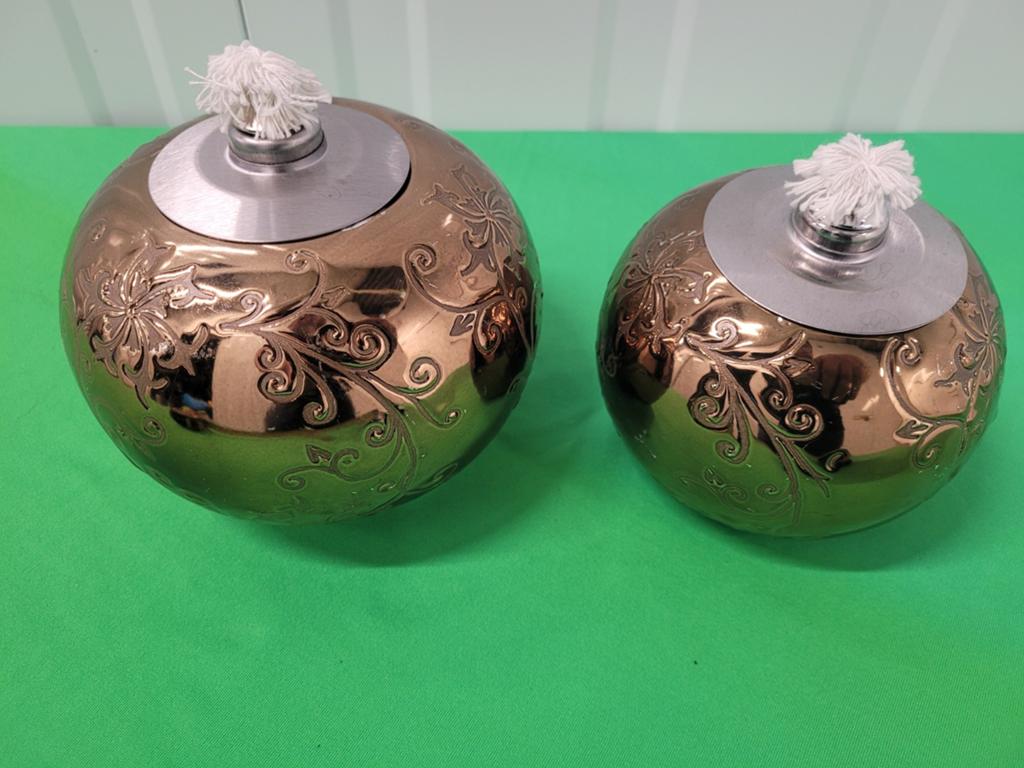 Set van 2 decoratieve olielampen, bronskleurig, Overige materialen, Bruin, Ophalen of Verzenden, Zo goed als nieuw