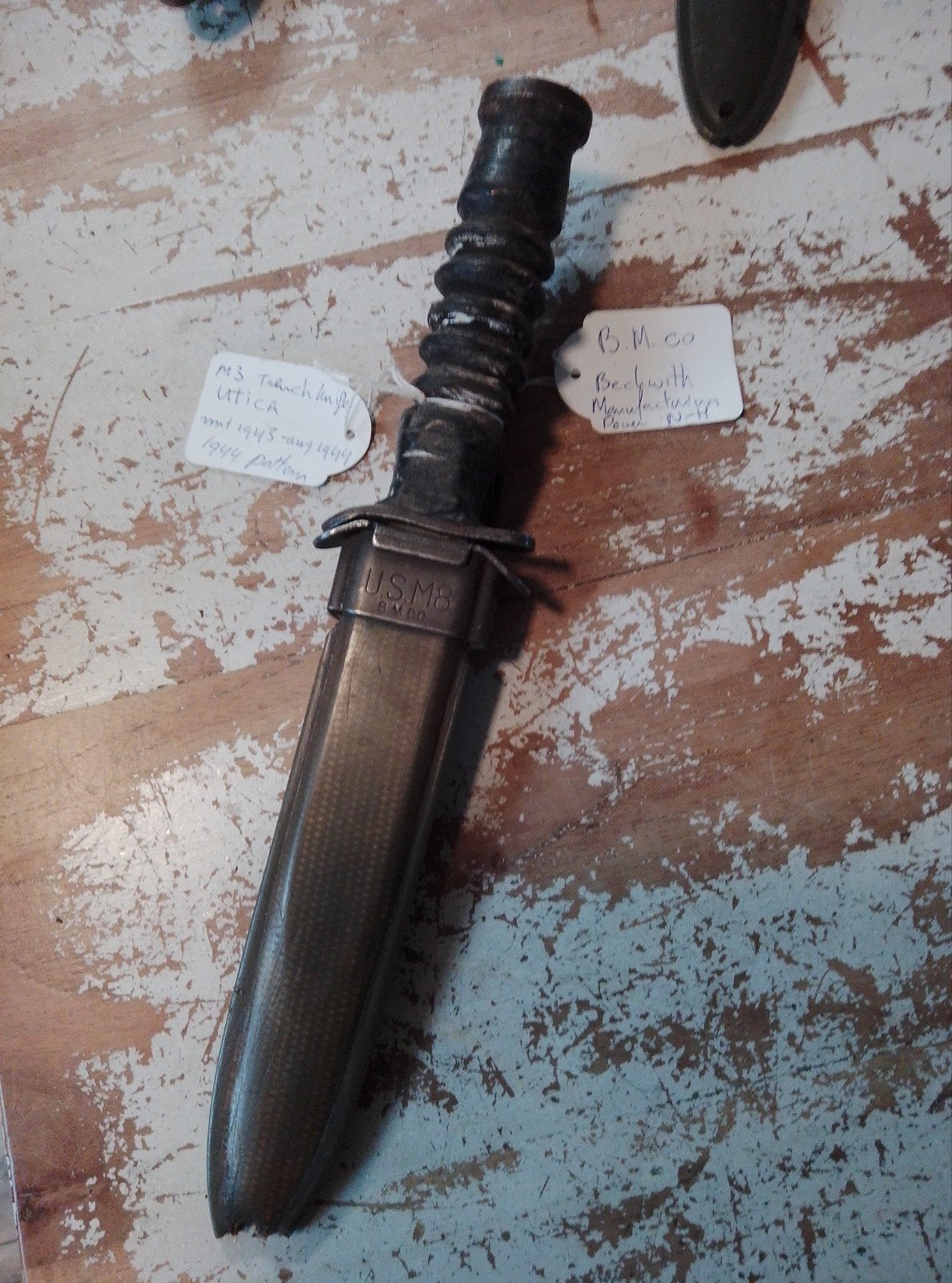 WO2 Origineel US Trench knife op naam Wo2, Ophalen, Amerika, Mes of Dolk