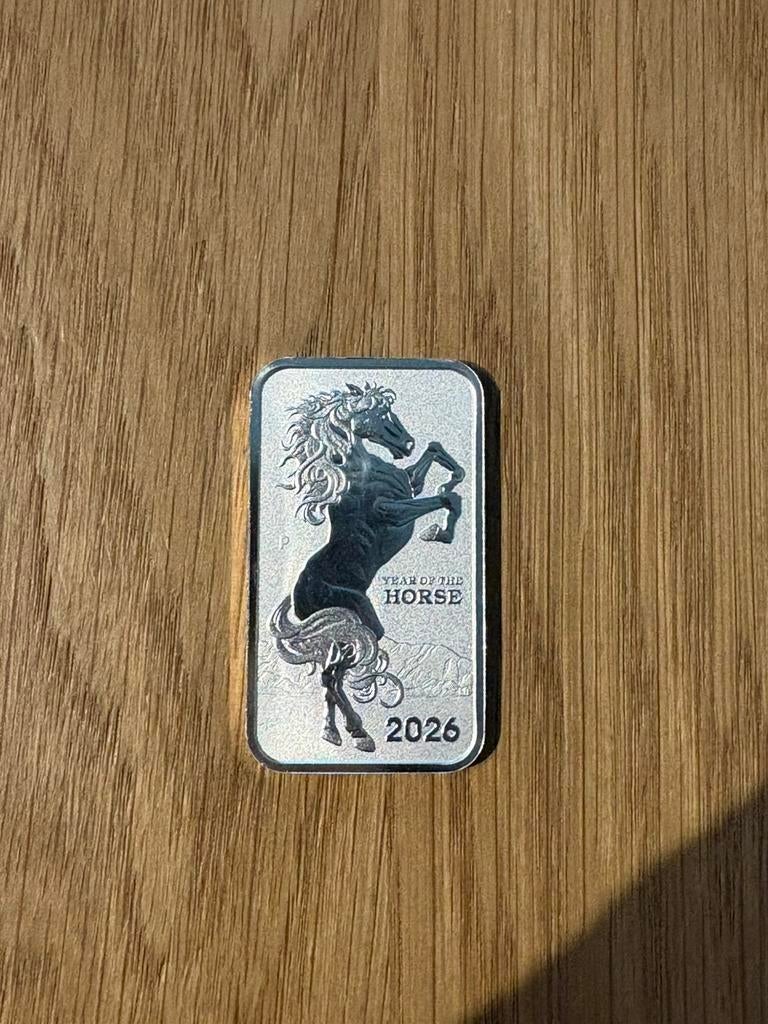 1 ounce zilver rectangular Lunar horse 2026, Ophalen of Verzenden, Zilver
